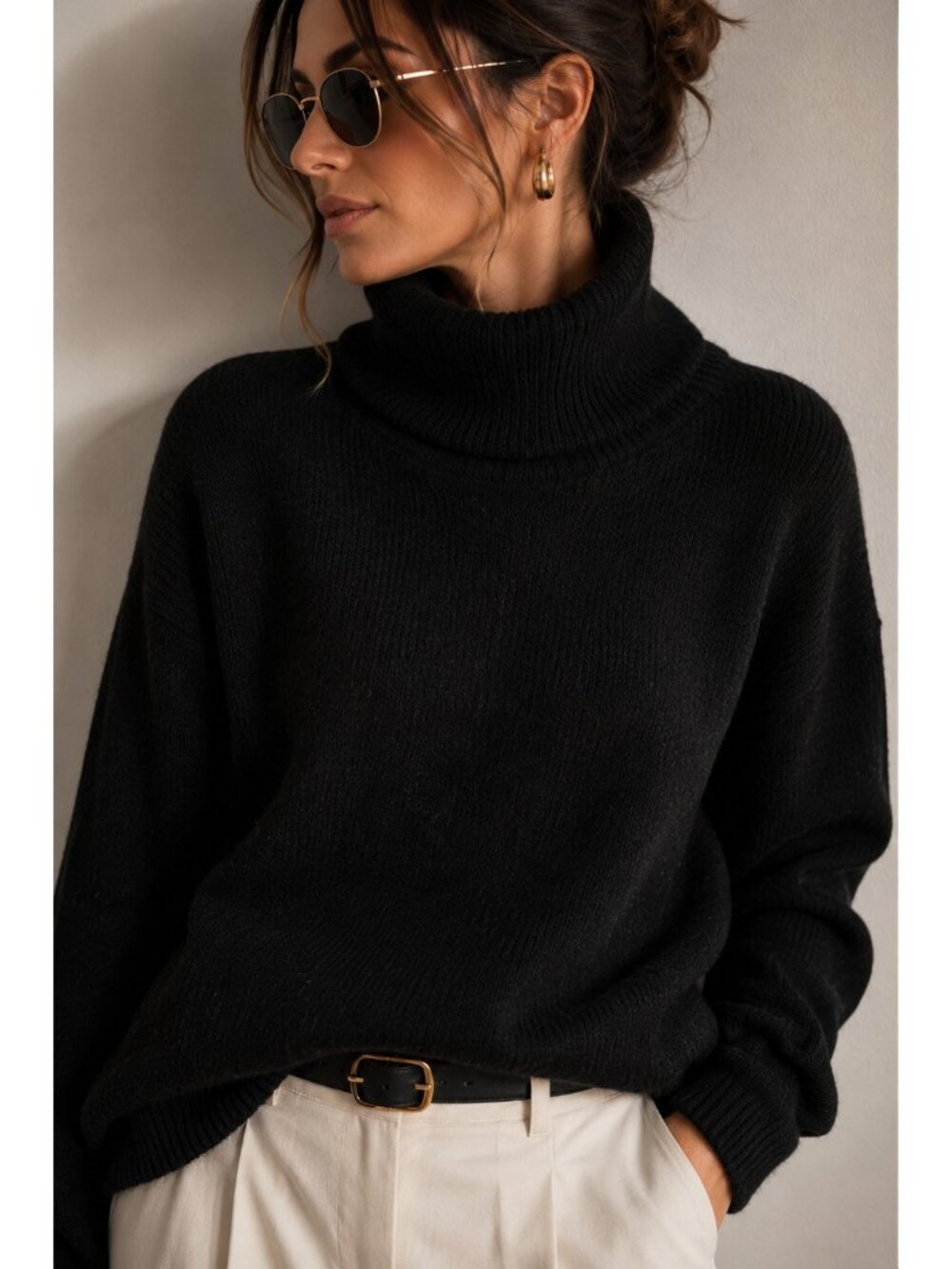 Charter Club Women L Black 100% Cashmere Turtleneck Long Sleeve Sweater